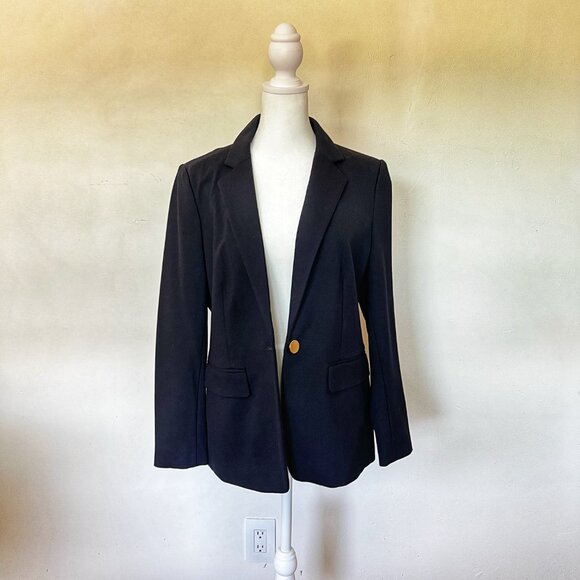 NWT ANN TAYLOR Notched One Button Blazer - Deep Navy  |10P - Picture 6 of 15